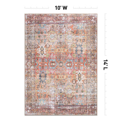 Tapis antidérapant lavable en machine, style transitionnel et vieilli, de la World Rug Gallery