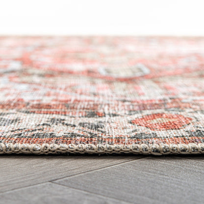 Tapis antidérapant lavable en machine à motif médaillon bohème vintage World Rug Gallery