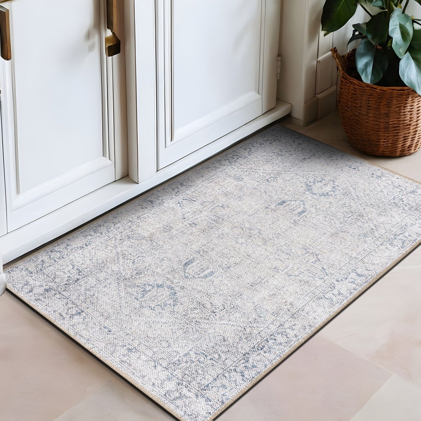 Tapis antidérapant lavable en machine à motif médaillon bohème vintage World Rug Gallery