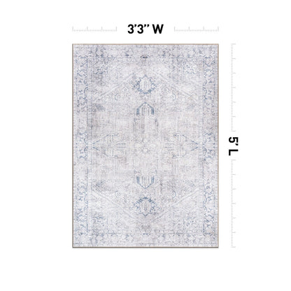 Tapis antidérapant lavable en machine à motif médaillon bohème vintage World Rug Gallery