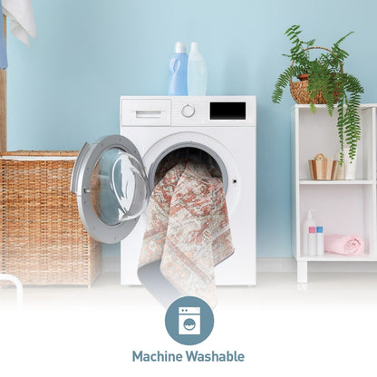 Tapis antidérapant lavable en machine à motif médaillon bohème vintage World Rug Gallery