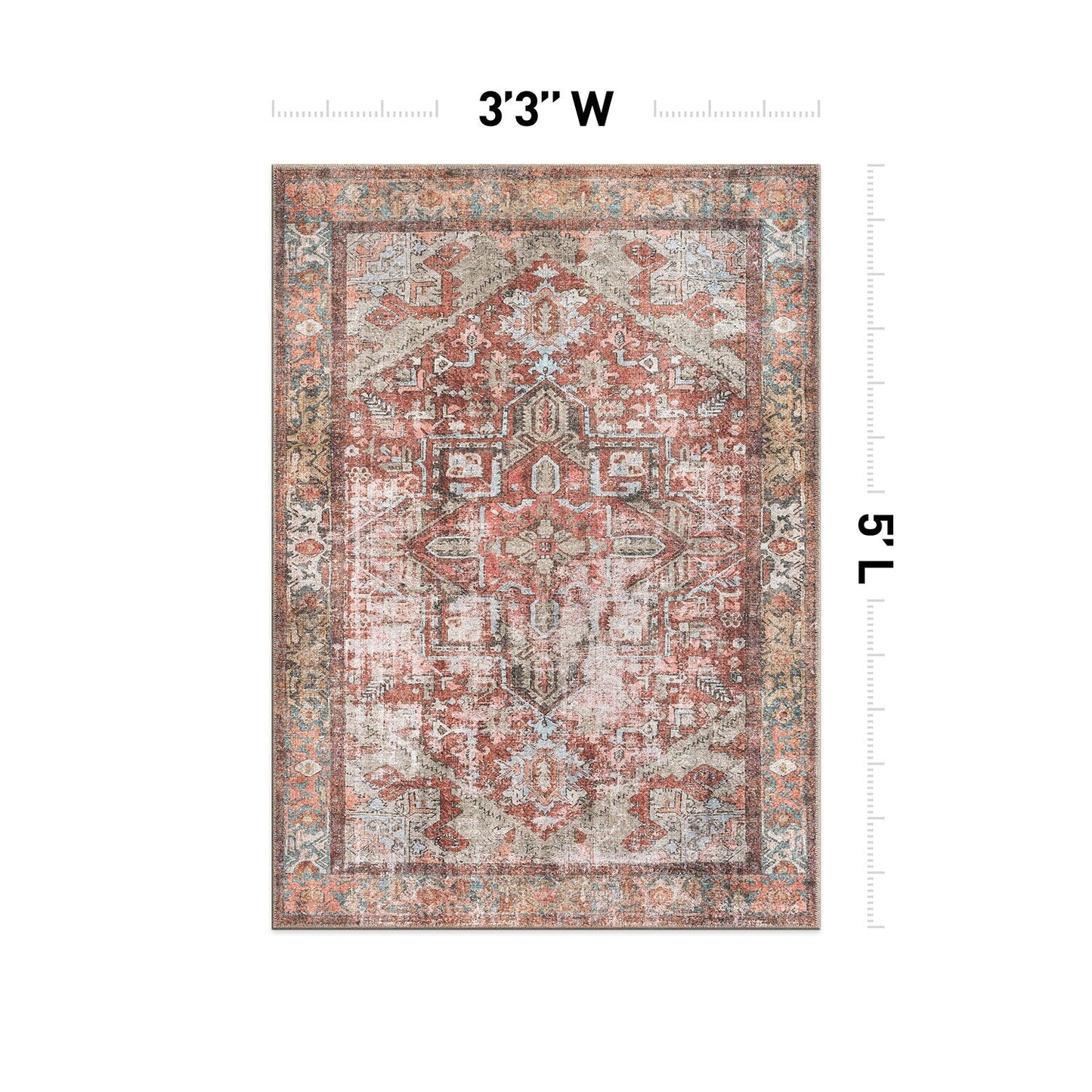 Tapis antidérapant lavable en machine à motif médaillon bohème vintage World Rug Gallery