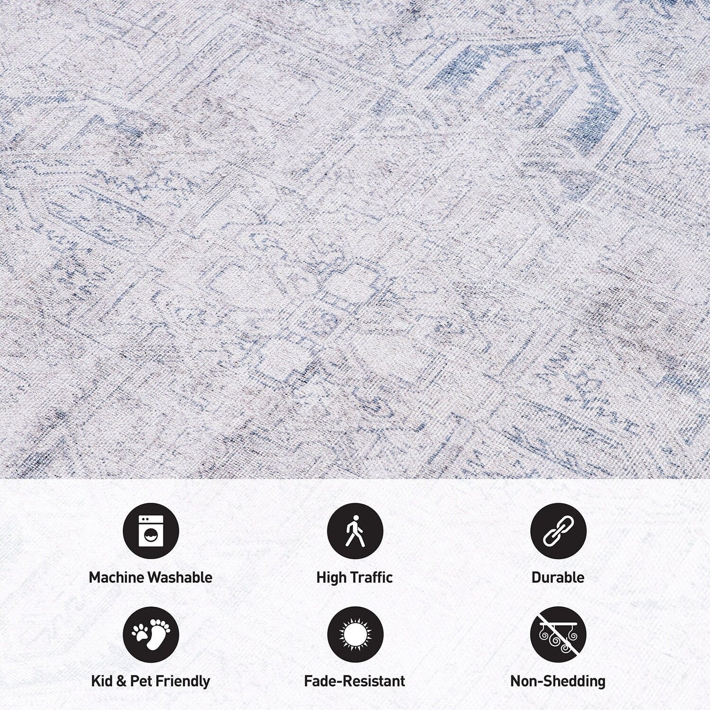 Tapis antidérapant lavable en machine à motif médaillon bohème vintage World Rug Gallery