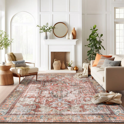 Tapis antidérapant lavable en machine à motif médaillon bohème vintage World Rug Gallery