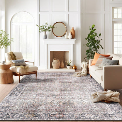 Tapis antidérapant lavable en machine, style vintage, World Rug Gallery