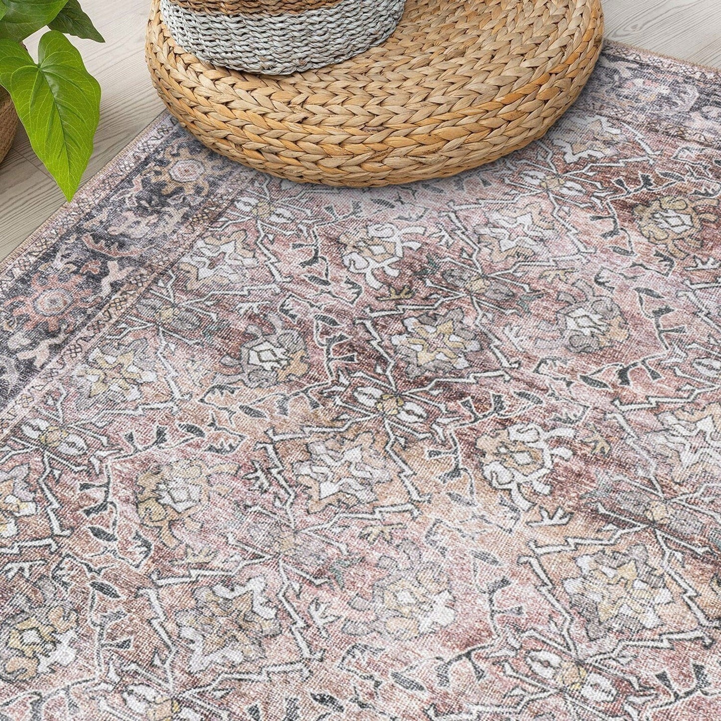 Tapis antidérapant lavable en machine, style vintage, World Rug Gallery