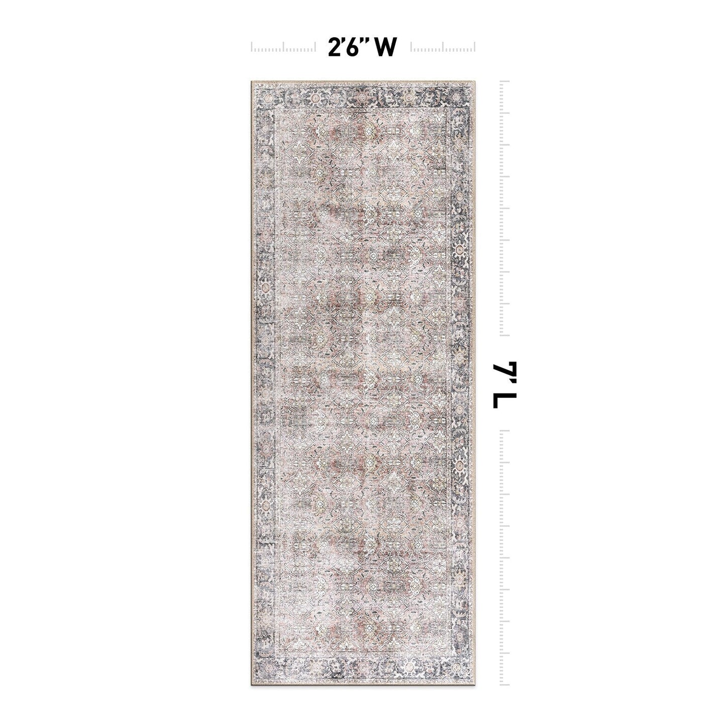 Tapis antidérapant lavable en machine, style vintage, World Rug Gallery