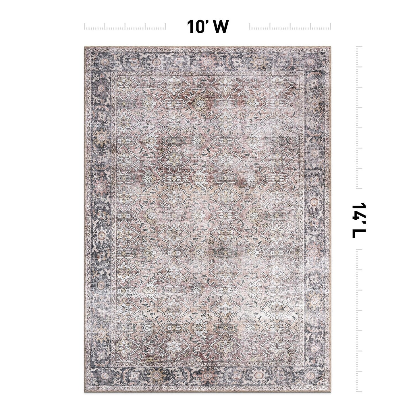 Tapis antidérapant lavable en machine, style vintage, World Rug Gallery