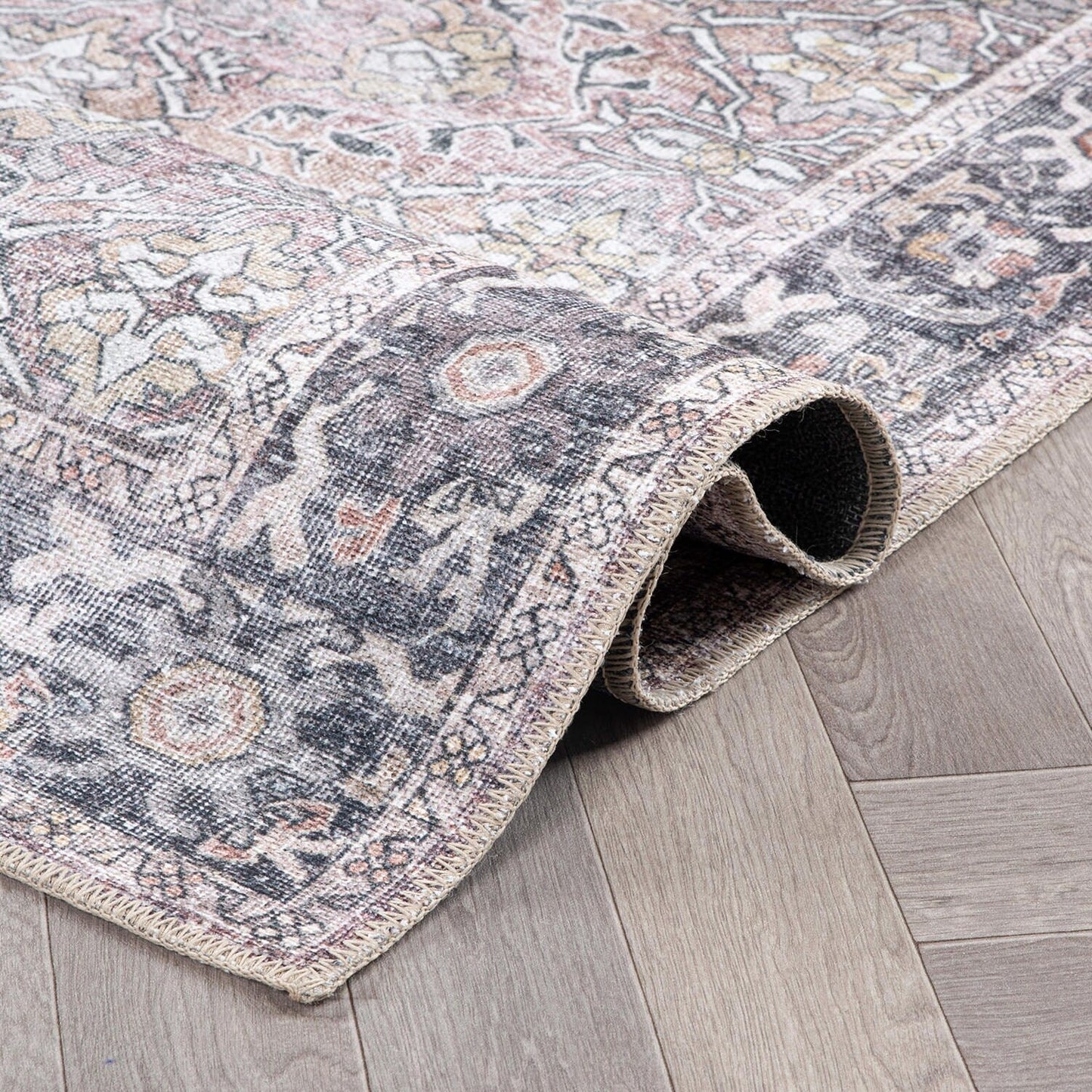 Tapis antidérapant lavable en machine, style vintage, World Rug Gallery