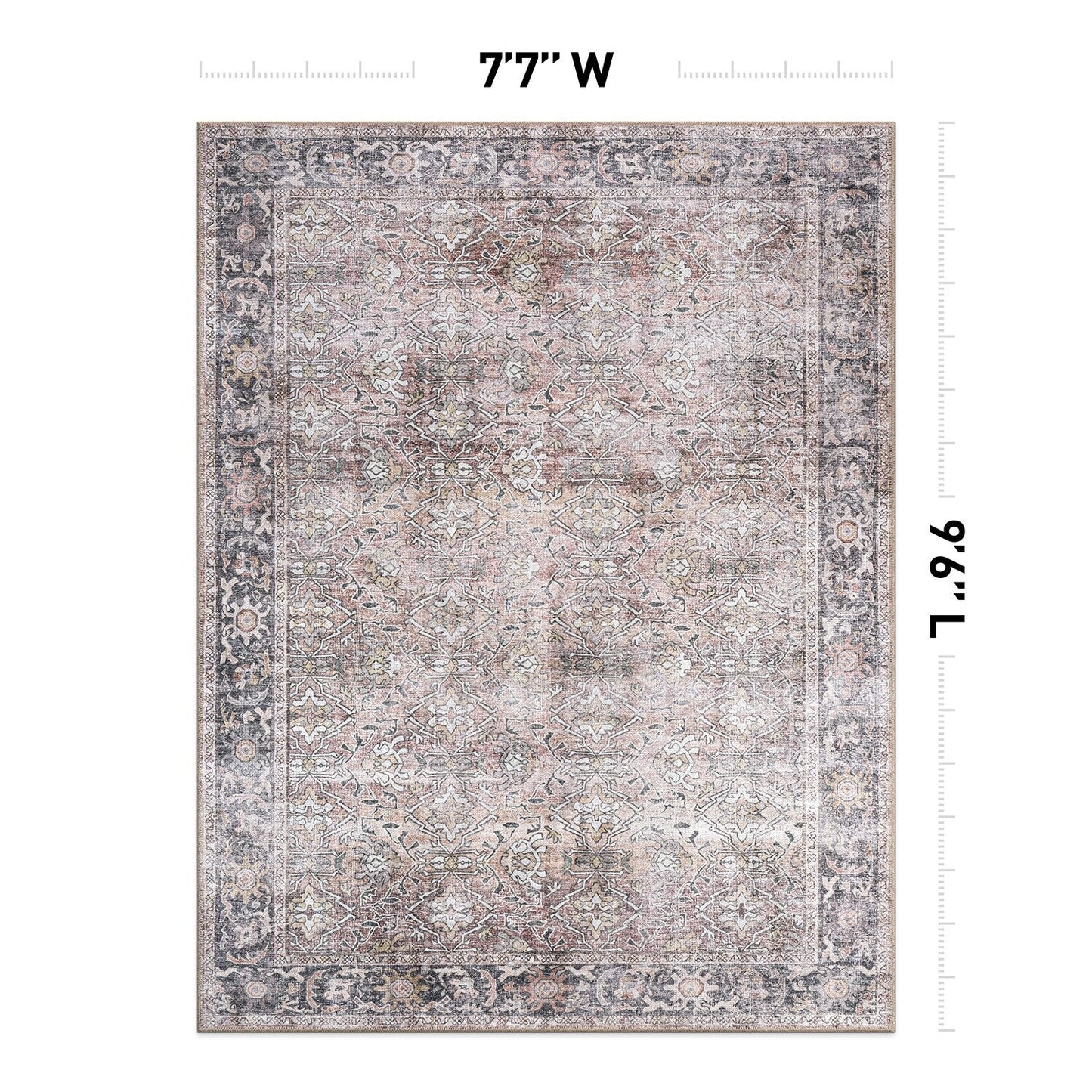 Tapis antidérapant lavable en machine, style vintage, World Rug Gallery