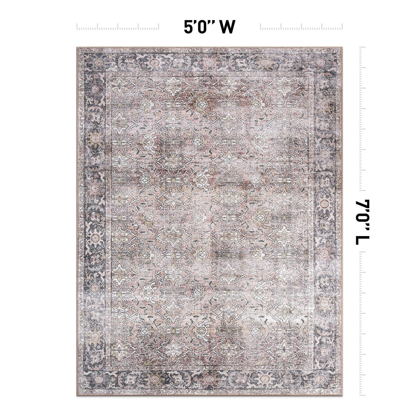 Tapis antidérapant lavable en machine, style vintage, World Rug Gallery