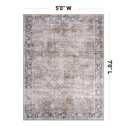 Tapis antidérapant lavable en machine, style vintage, World Rug Gallery