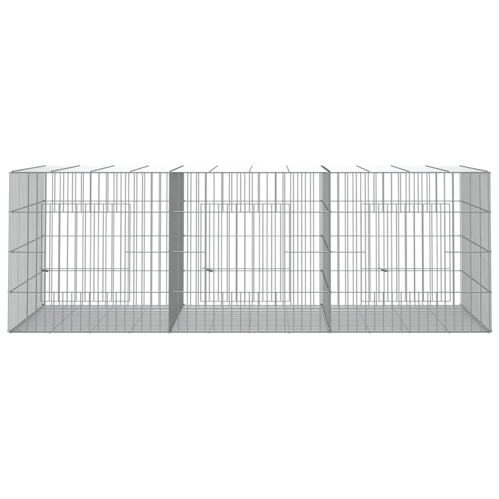 Cage à lapins 3 panneaux vidaXL, clapier, enclos pour animaux, en fer galvanisé